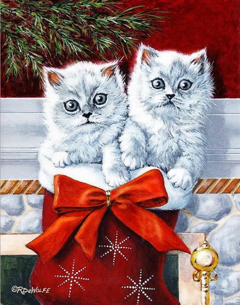 Новогодние открытки с котиками