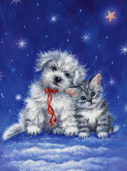 Открытки с котятами и щенками