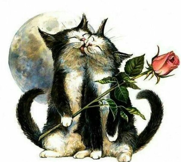 Старинные Рождественские открытки с котами