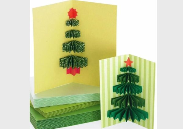 Открытка елка гармошка