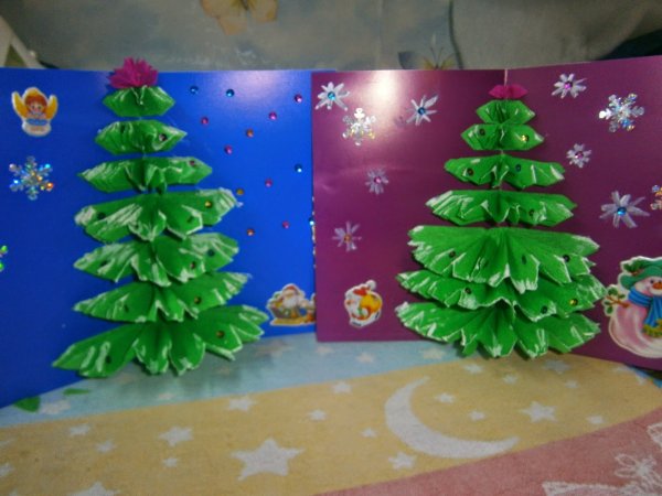 Елка оригами открытка