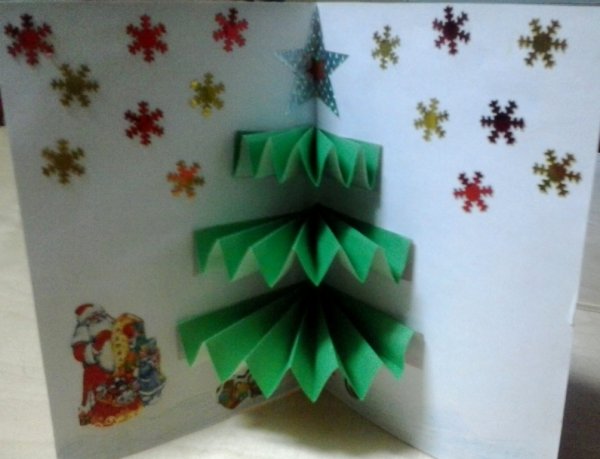 Елочка открытка раскладушка