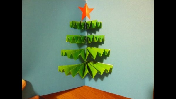 Открытка с объемной елочкой