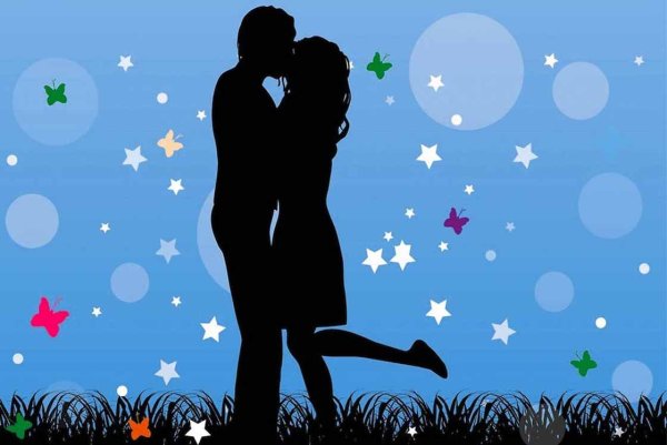 Красивые силуэты влюбленных