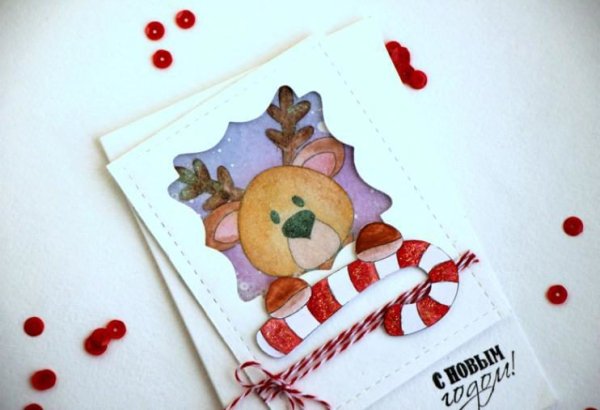 Детская Новогодняя открытка своими руками