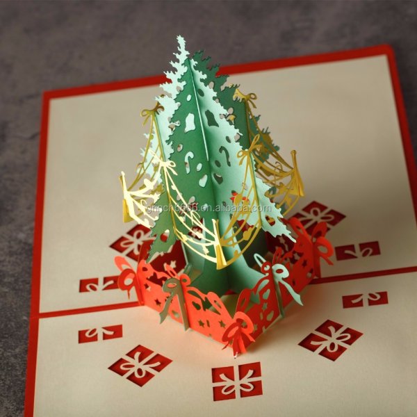 Открытка с объемной елочкой