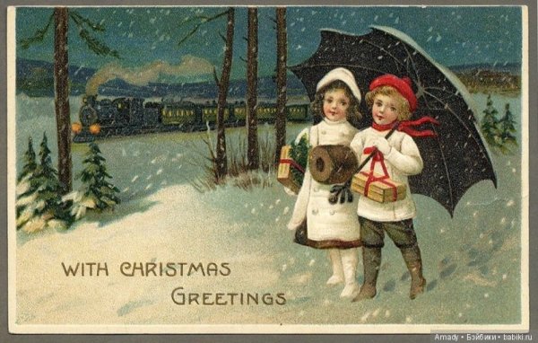 Старинные английские новогодние открытки