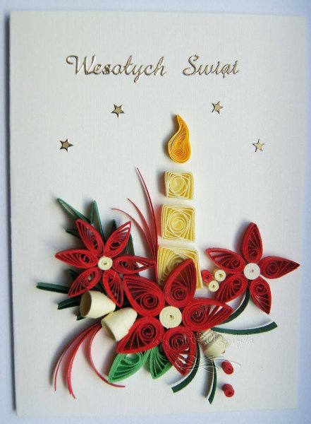 Рождественская открытка из квиллинга