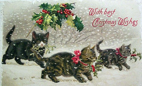 Винтажные новогодние коты