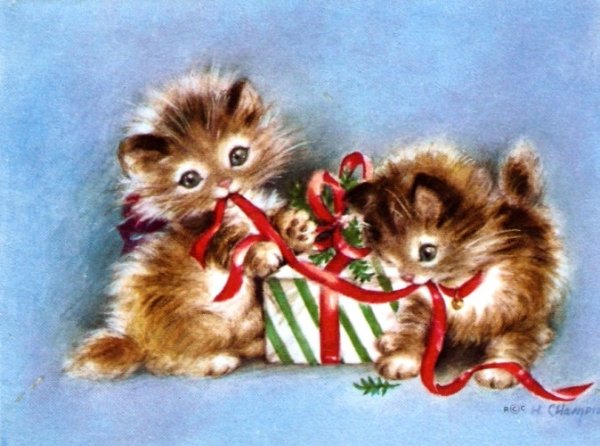 Винтажные котики Рождество