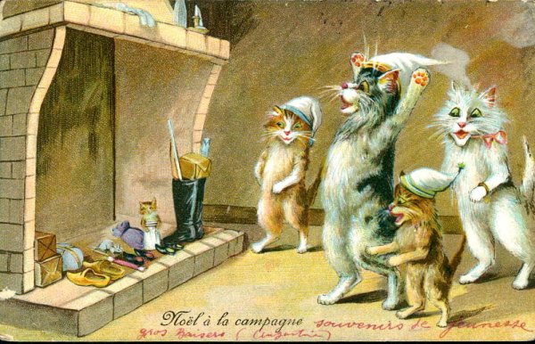 Старинные Рождественские открытки с кошками