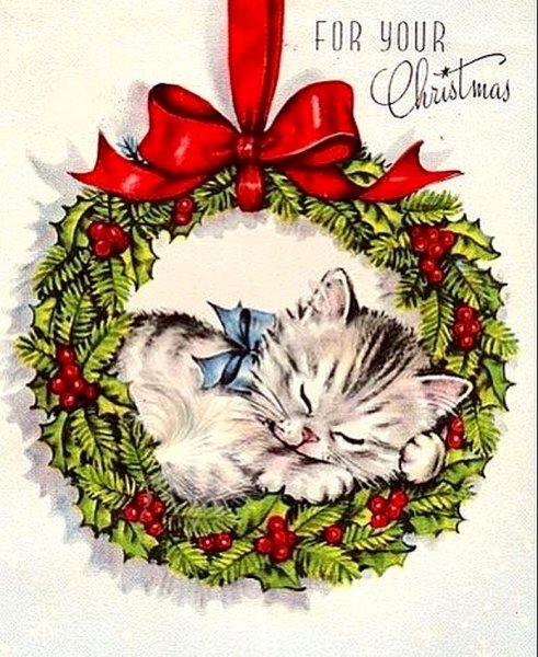 Винтажные новогодние коты