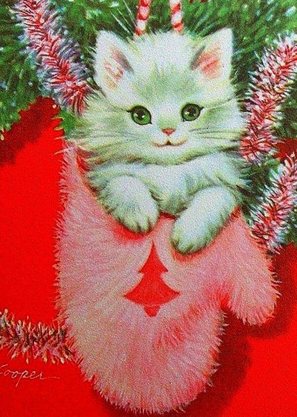 Новогодние открытки с котятами