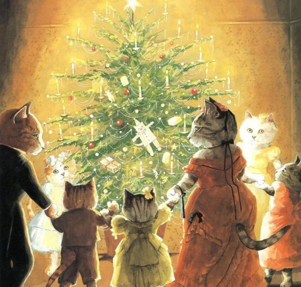 Винтажные новогодние коты