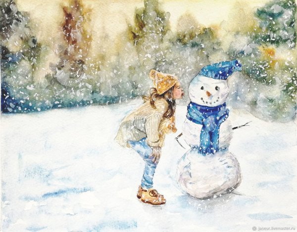 Новый год акварель