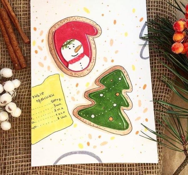 Новогодние скетчи маркерами