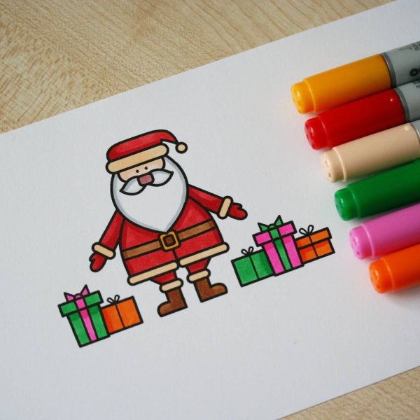 Новогодние рисунки для скетчбука