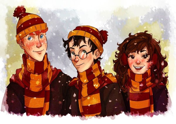 Гарри Рон Гермиона золотое трио арт