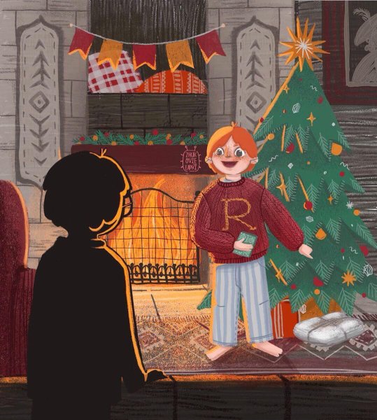 Рождественский арт Гарри Поттер