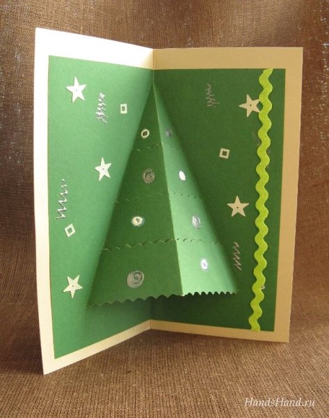Объемная Новогодняя открытка елочка