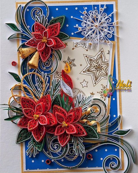 Зимняя открытка квиллинг