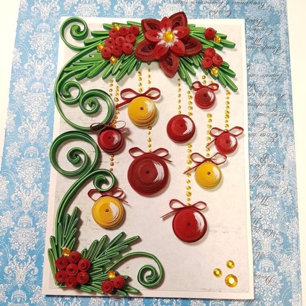 Новогодние открытки в технике квиллинг