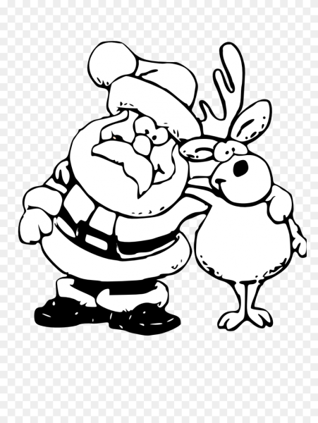 Раскраска дед Мороз с оленями