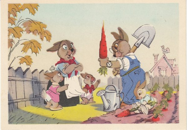 Зайчик открытка СССР