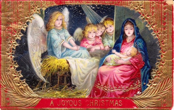 Рождественская открытка с старым храмом