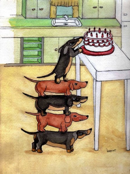 Открытки с таксами с днем рождения