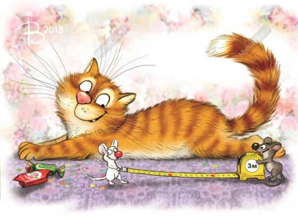 Нарисованный черный котенок с цветочком