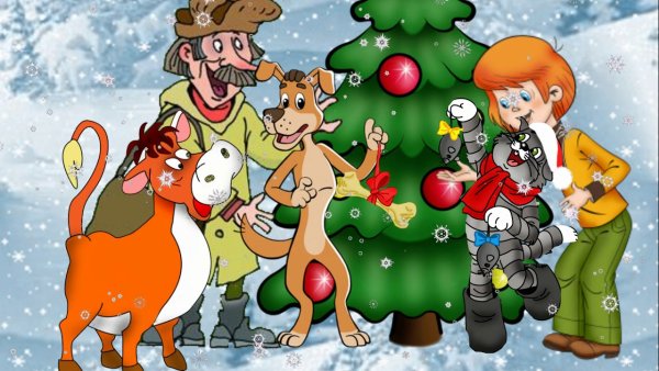 Открытка Простоквашино с новым годом