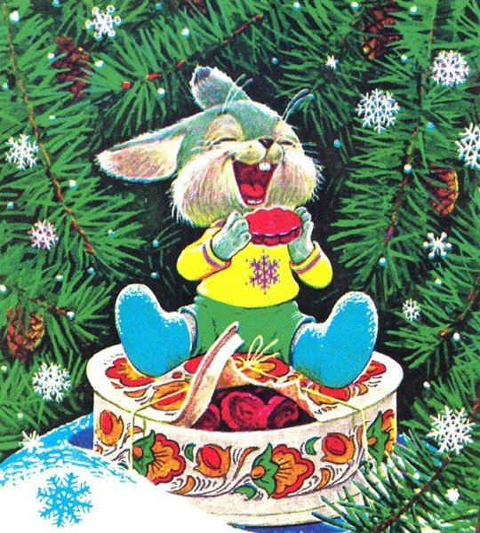 Советские новогодние открытки с зайцем