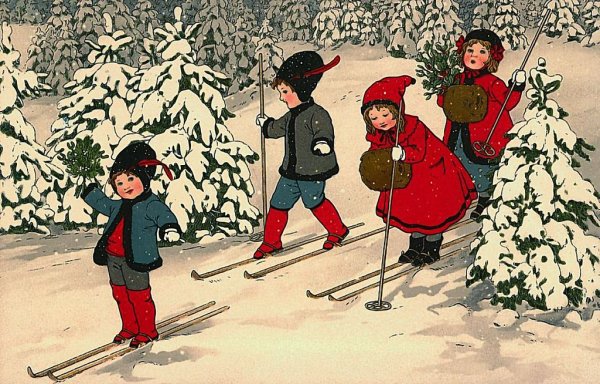 Винтажная зимняя открытка