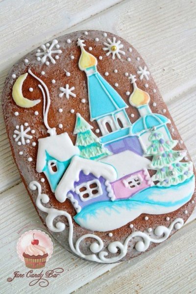 Новогодние пейзажи на пряниках