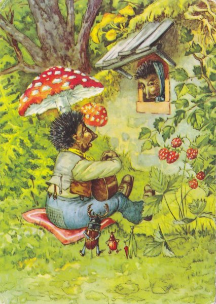 Немецкие открытки с ежами Эрих Нойберт