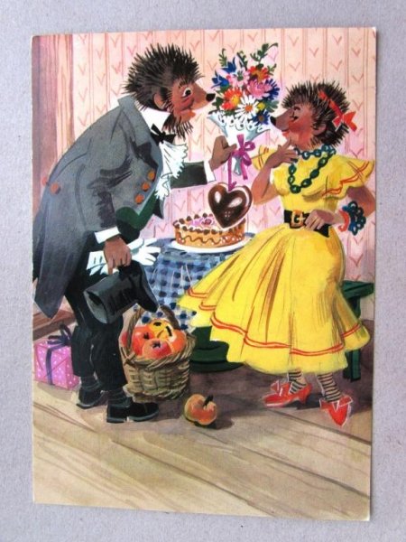 Новогодние открытки с ежиками