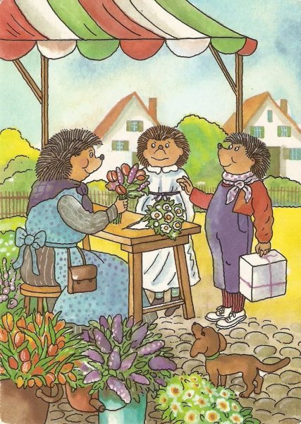 Немецкие открытки с ежами Эрих Нойберт