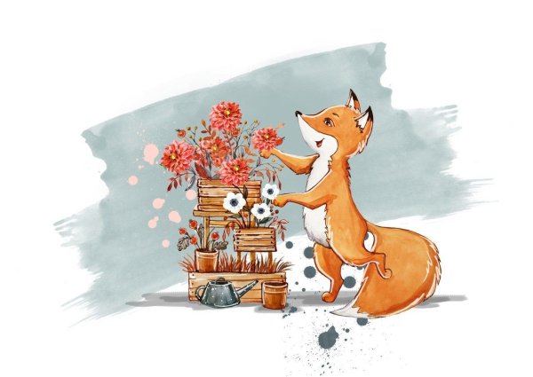 Открытка с лисенком