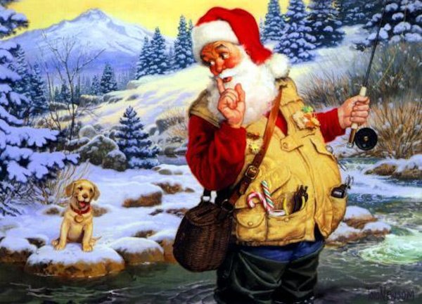 Новогодние открытки рыбакам