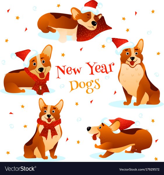 Новогодний корги рисунок