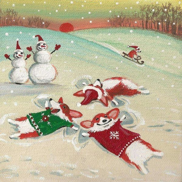 Новогодний корги арт