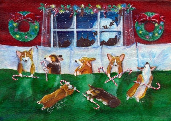 Корги новый год арт