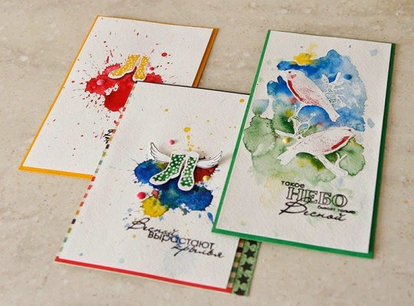 Открытки акварелью