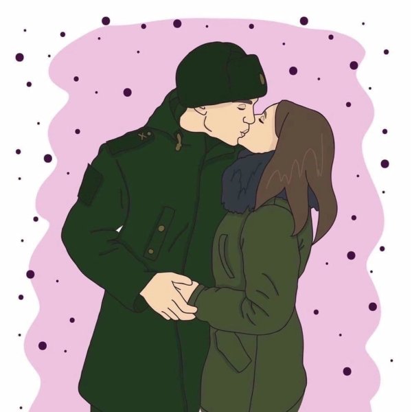 Солдат и девушка рисунок