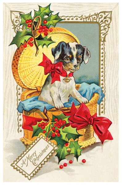 Старинные Рождественские открытки с собаками
