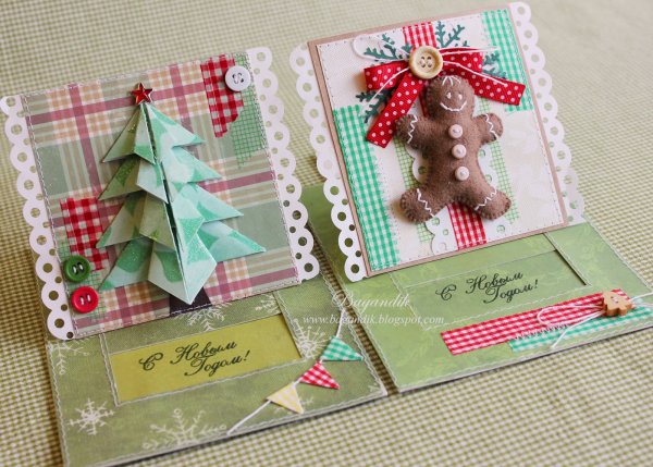 Новогодняя открытка из фетра своими руками