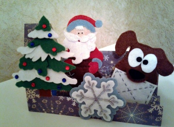 Открытка с новым годом из фетра