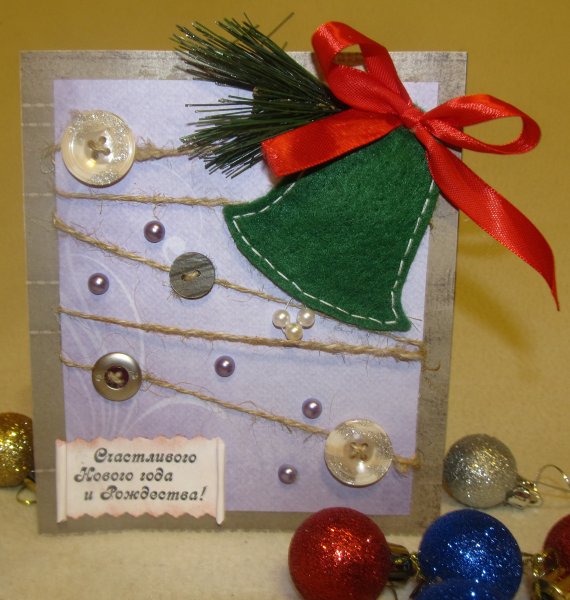 Новогодняя открытка из фетра своими руками