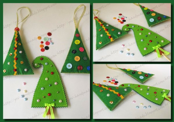 Новогодняя открытка из ткани